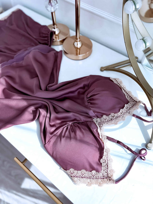 Atlasa nakts komplekts - tops + šorti 2107 - VIOLETĪGS